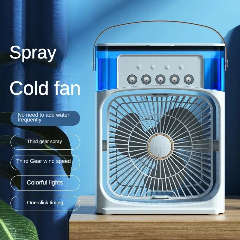 Portable Humidifier Fan Air Conditioner Household Small Air Cooler Hydrocooling Portable Air Adjustment for Office 3 Speed Fan